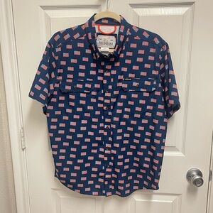 Fieldstone Navy American Flag Button Down Fishing Shirt